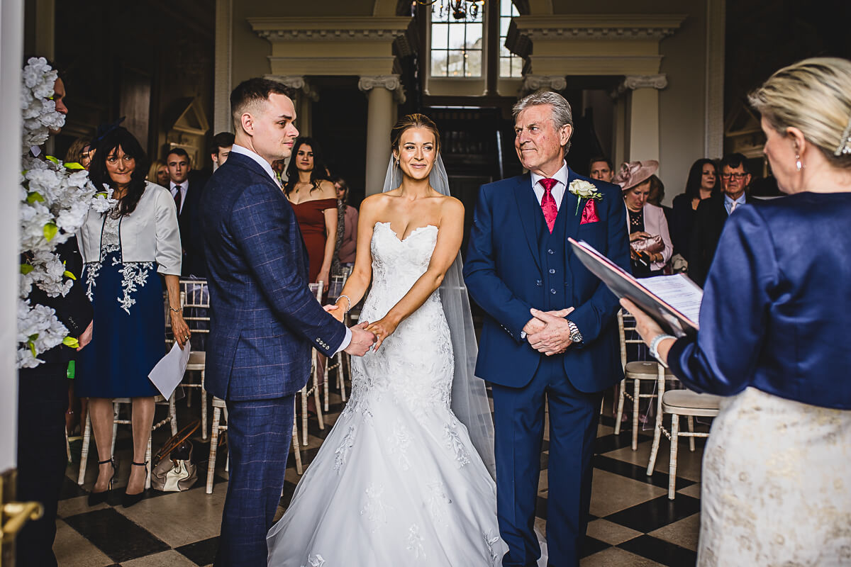 Bride and Groom during Ceremony at Crowcombe Court, Somerset