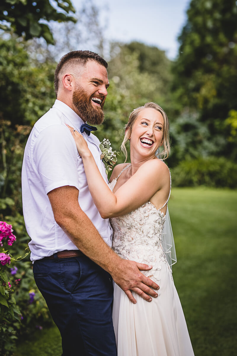 Bride and Groom laughing